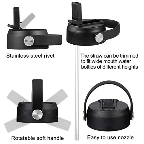 FLORAPELL Black 2-Pack Wide Mouth Straw Lid for Hydro Flask 32oz & 40oz Replacement Flip Top Caps