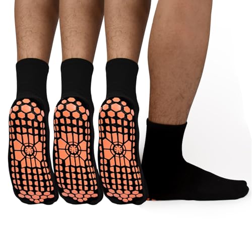 Non-Slip Sticky Grip Socks for Yoga & Pilates - 3 Pairs - Black