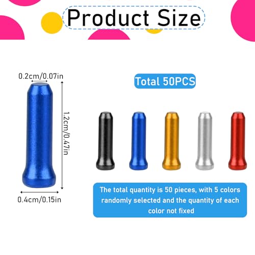 50pcs Colorful Bike Cable End Caps - Durable Aluminum Tips