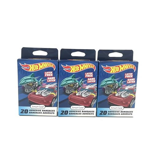Hot Wheels Themed Adhesive Bandages - 3 Pack of 20 Count