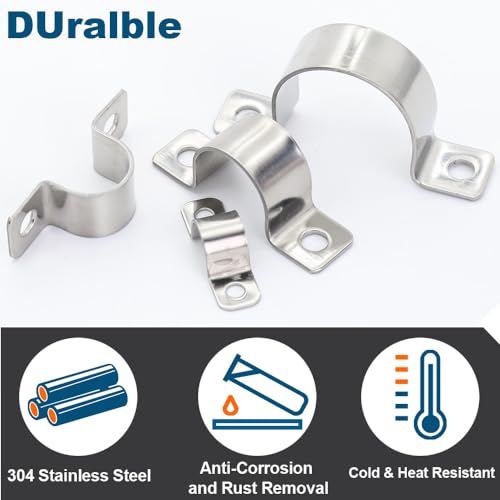 1/4 Inch Stainless Steel Conduit Clamps 2 Hole Pipe Clamps U Pipe Bracket Conduit Fixing Clips, Universal Clamp for Cylindrical Components - Fits OD 6 mm (Approx. 1/4") | 20 Pcs