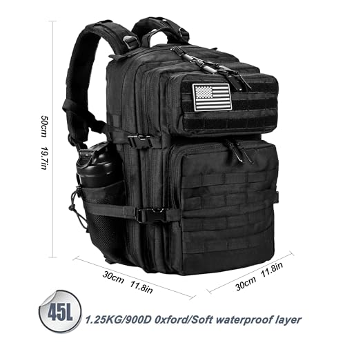 45L Military Tactical Backpack with Molle System - Black