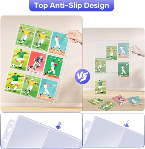 40 Pack 9 Pocket Card Protector Sheets for 3 Ring Binders