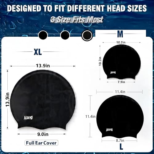 Extra Large Swim Cap for Braids & Dreadlocks - Dark Black