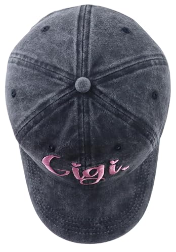 Gigi Mimi Women's Adjustable Cotton Embroidered Grandma Baseball Cap - Black, One Size