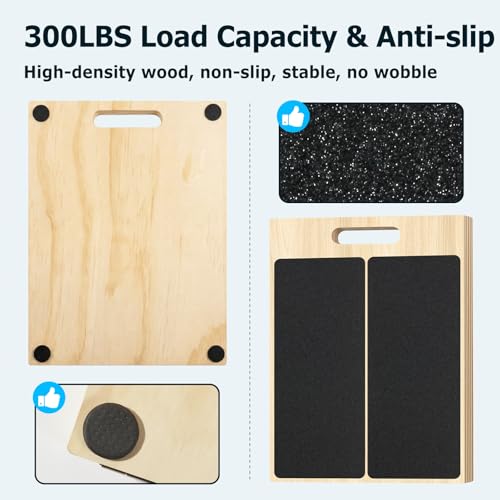 Black Wooden Slant Board for Calf Stretching, Adjustable Angles, 300lb Capacity
