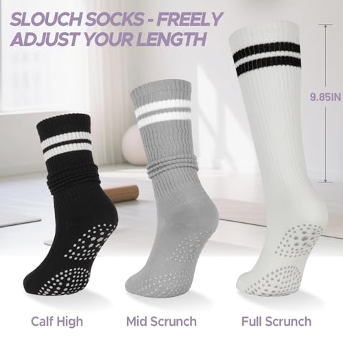 Grip Socks for Women - Slouchy Crew Yoga & Pilates Socks