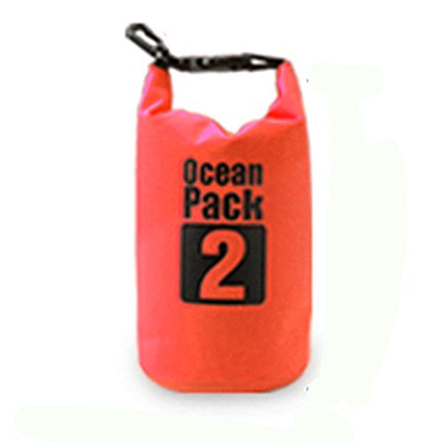 2L Lightweight Waterproof Dry Sack for Boating, Kayaking, Hiking - Orange