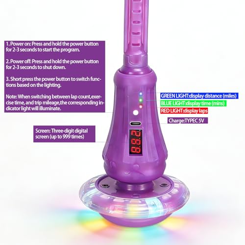 Purple Skip Ball for Kids with LED Lights and Digital Counter - Ankle Jump Toy by Mfcir