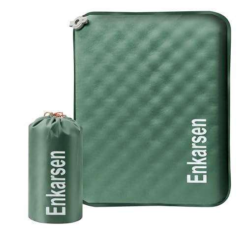 Inflatable Travel Seat Cushion - Self-Inflating Memory Foam Pad - Green