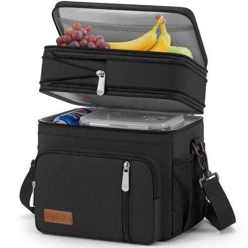 Large Insulated Lunch Bag for Work, Beach, Picnic, Travel - Leakproof Double Layer Design