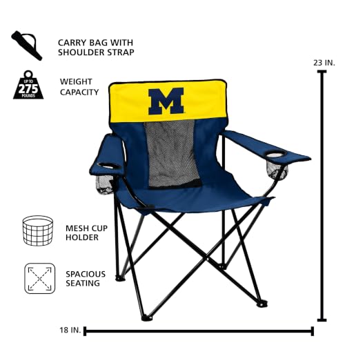 NCAA Michigan Wolverines Elite Chair with Cup Holders - Team Color
