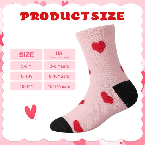 Girls' Athletic Crew Socks - 3-6 Years, Pink Beige Black Red, 8-Pack