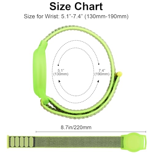Adjustable Nylon AirTag Bracelet for Kids - Blue & Green, Large (5.1"-7.4")