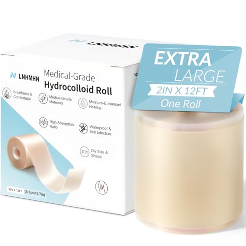 Hydrocolloid Roll Bandage - 2in x 12ft Waterproof Adhesive Dressing