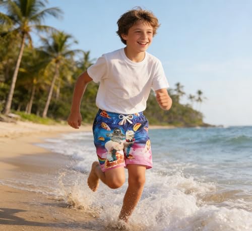Boys Swim Trunks with Mesh Lining - Kids Bathing Suit, 9-10 Years