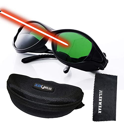 JILERWEAR Professional Laser Safety Glasses for 405nm, 445nm, 450nm, 532nm, 850nm and 190nm-490nm Wavelength Violet/Blue/Red Laser Protection Goggles