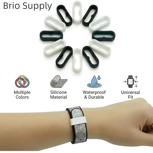 Silicone Fastener Rings for MagicBand 2.0 & Plus - 12 Pack Black & White