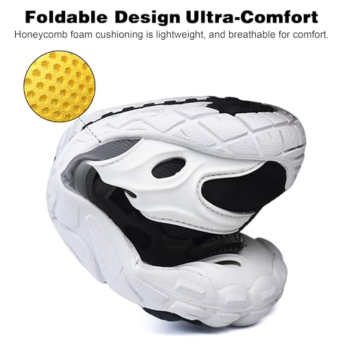 ZOOFLEX Water Shoes for Women and Men, Wide Fit, Quick Dry Aqua Footwear for Outdoor Sports - White, 10 Women / 8 Men