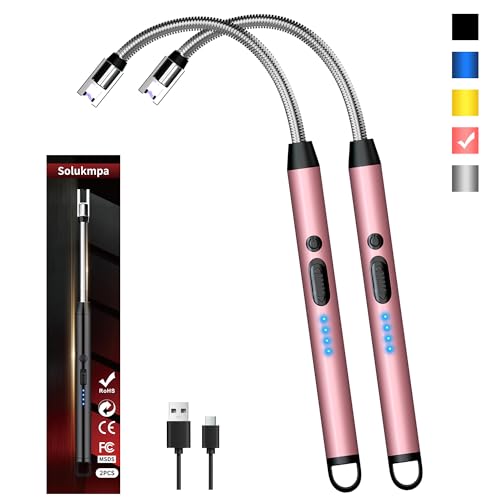 Rechargeable Type C Electric Lighters - 2 Pack, Rosegold
