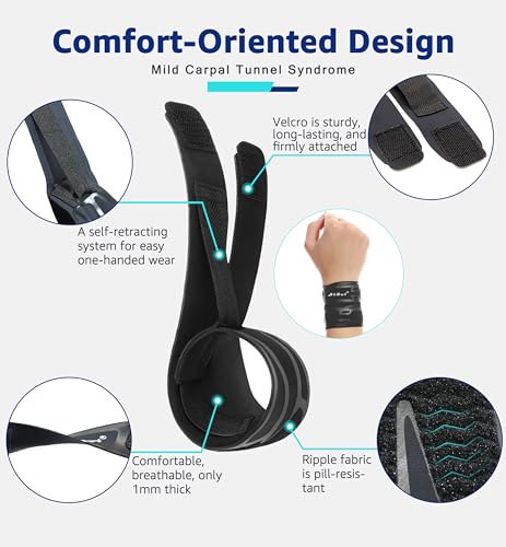 Wrist Brace for TFCC Tears - Ultra-Thin Compression Support - Black, 1 Pack