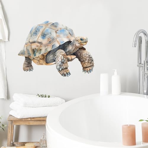 Lifelike Tortoise Wildlife Wall Decal Nursery Animal Turtle Wall Sticker Removable Peel and Stick Wall Art Decor for Kid Baby Classroom Preschool Living Room Playroom Bedroom School