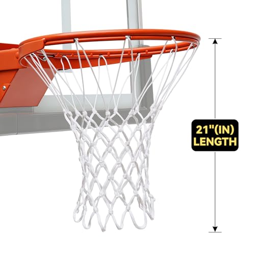 Heavy Duty Basketball Net Replacement - 12 Loops, All Weather, White