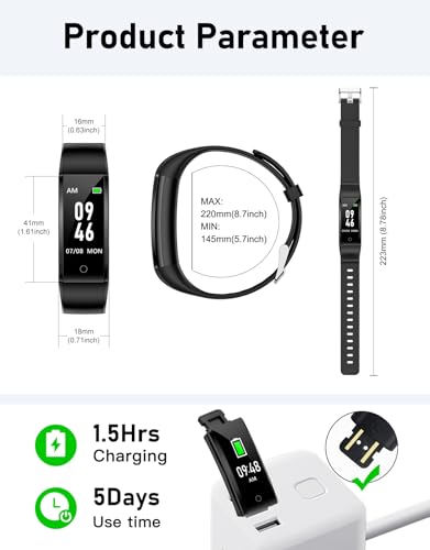 No Bluetooth Pedometer Watch - Waterproof Fitness Tracker - Black