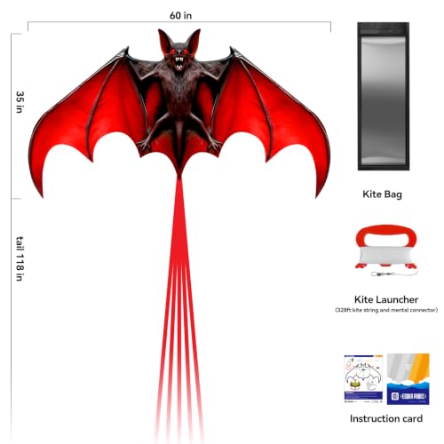 ESOKA PRON HY Bat Kite with String Reel - Easy Fly Shark Design for Kids & Adults, Outdoor Beach & Park Toy