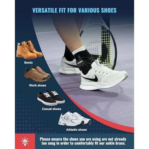 Fit Geno Ankle Brace for Sprained Ankles - Adjustable Breathable Support with Quick-Release Straps for Pain Relief and Swelling Reduction for Men and Women (Right M/L, Ankle size 9''-9.8'')