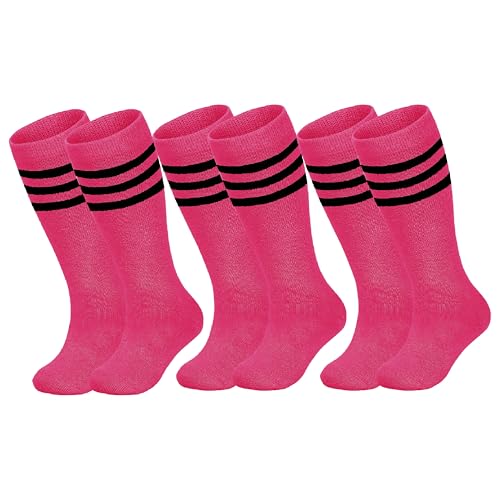 Kids Athletic Knee High Socks - Boys/Girls - 4-7 Years - Rose/Black