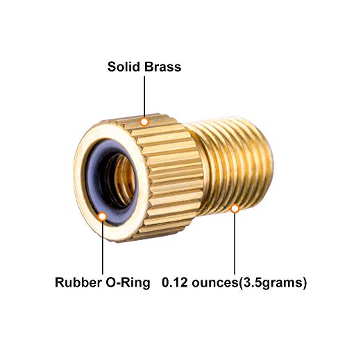 Brass Presta Valve Adapter - 2PCS Gold & Black Tire Caps