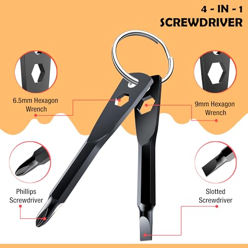 4-in-1 Multi Tool Screwdriver Keychain - Phillips, Slotted & Hex