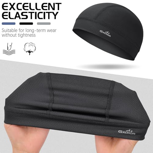 Cooling Skull Cap Helmet Liner - Moisture Wicking Cycling Cap - Black - Medium