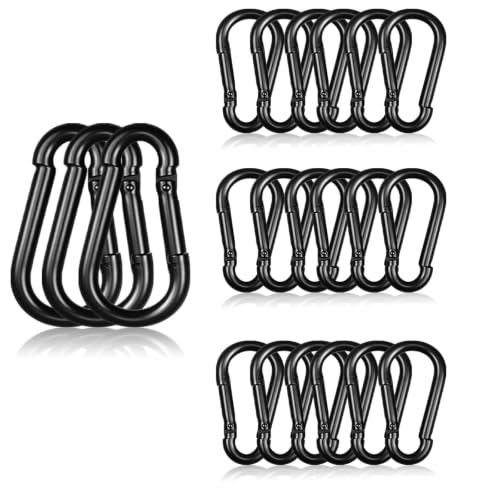 20PCS Heavy Duty Black Carabiner Clips - 1.57 Inch Snap Hooks