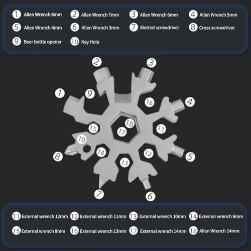 18-in-1 Snowflake Multi Tool - Stainless Steel, Silvery