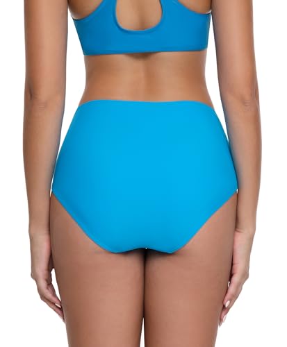 High Waisted V-Cross Full Coverage Bikini Bottoms - X-Large Sapphire Blue