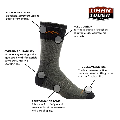 Darn Tough Hunter Boot Heavyweight with Full Cushion Sock, Style 2101, Forest, Large
