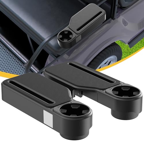 Golfcozer Black Cup Holder & Armrest for Golf Cart – Universal Fit, Waterproof, Tool-Free Installation