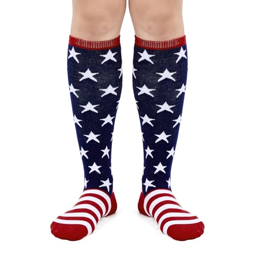 Knee High Socks for Women - Striped Athletic Tube Socks - One Size American Stars