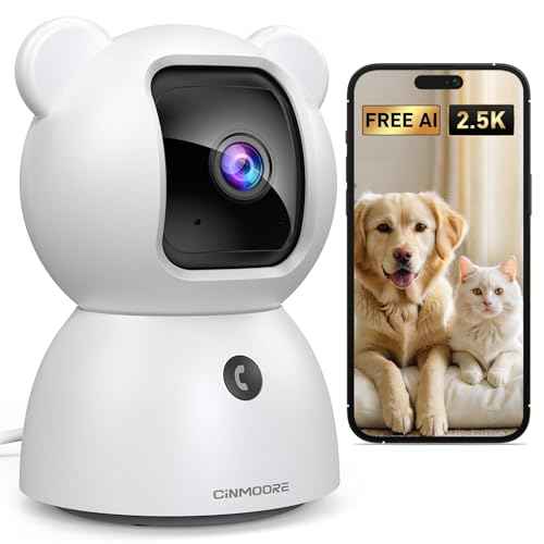 Security Camera Indoor with 32GB Card, 2.5K Baby/Dog/Pet Camera with 4X Zoom, Human/Pet/Crying Free AI Detection, 360 Pan-Tilt Motion Tracking, 4MP Night Vision, 2.4G Wi-Fi, Two-Way Audio
