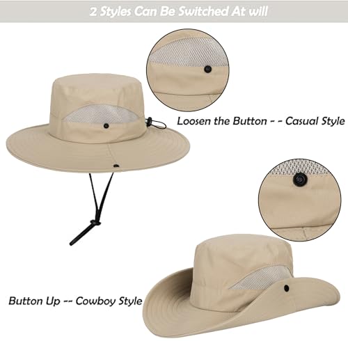 Kids Beach Bucket Hat with UPF50 Protection - Beige, 5-10 Years