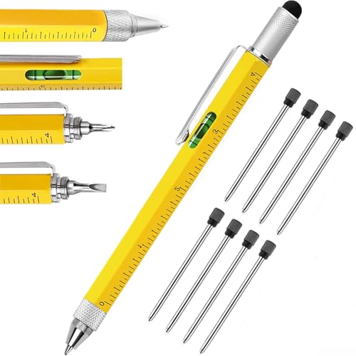 6 in 1 Multitool Pen Set - Yellow, Ruler & Screwdriver