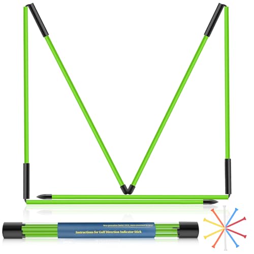 Jsportic Green 48" Collapsible Golf Alignment Sticks Set with 10 Tees