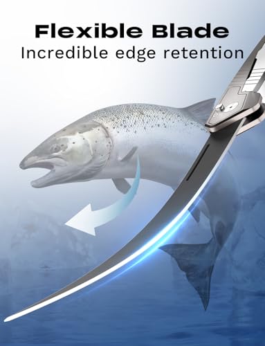 Hook-Eze Folding Fish Fillet Knife with Razor Sharp Blade & Carabiner, 12.5” Outdoor Boning & Skinning Knife