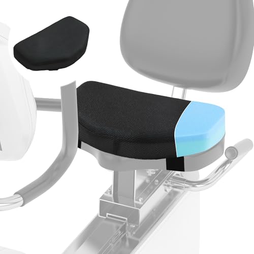 Exercise Bike Seat Cushion - Comfort Foam Pad with Washable Cover - Black