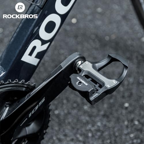 ROCKBROS SPD-SL Clipless Road Bike Pedals Nylon Black, 93mm x 60mm, L/R + 6 Spacers