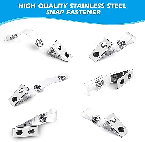 Metal Badge Clips with Clear PVC Straps - 30 Pack