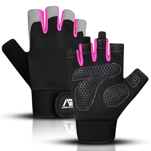 Breathable Gym Gloves - Lightweight, Non-Slip, Full Palm Protection - Pink, Large