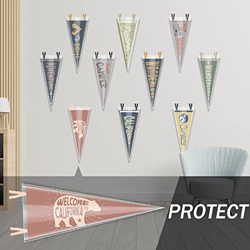 24 Pack Pennant Protective Sleeves for 12x30 Inch Flags, Clear Plastic Display Holders